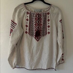 Etnodim Ukrainian Hand Embroidered Linen Blouse.  Size Medium.